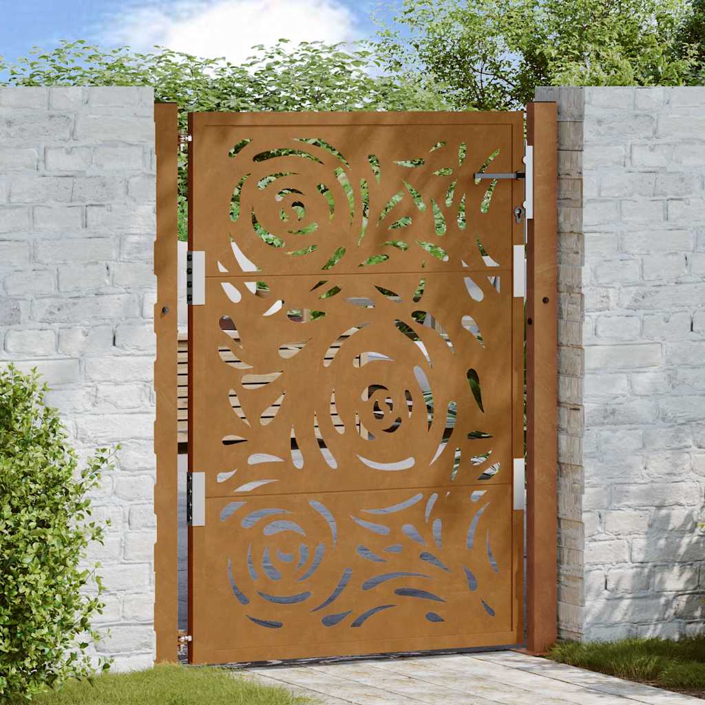 Poort met vlamontwerp 100x125 cm weervast staal is nu te koop bij PeponiXL, paradijselijk wonen!