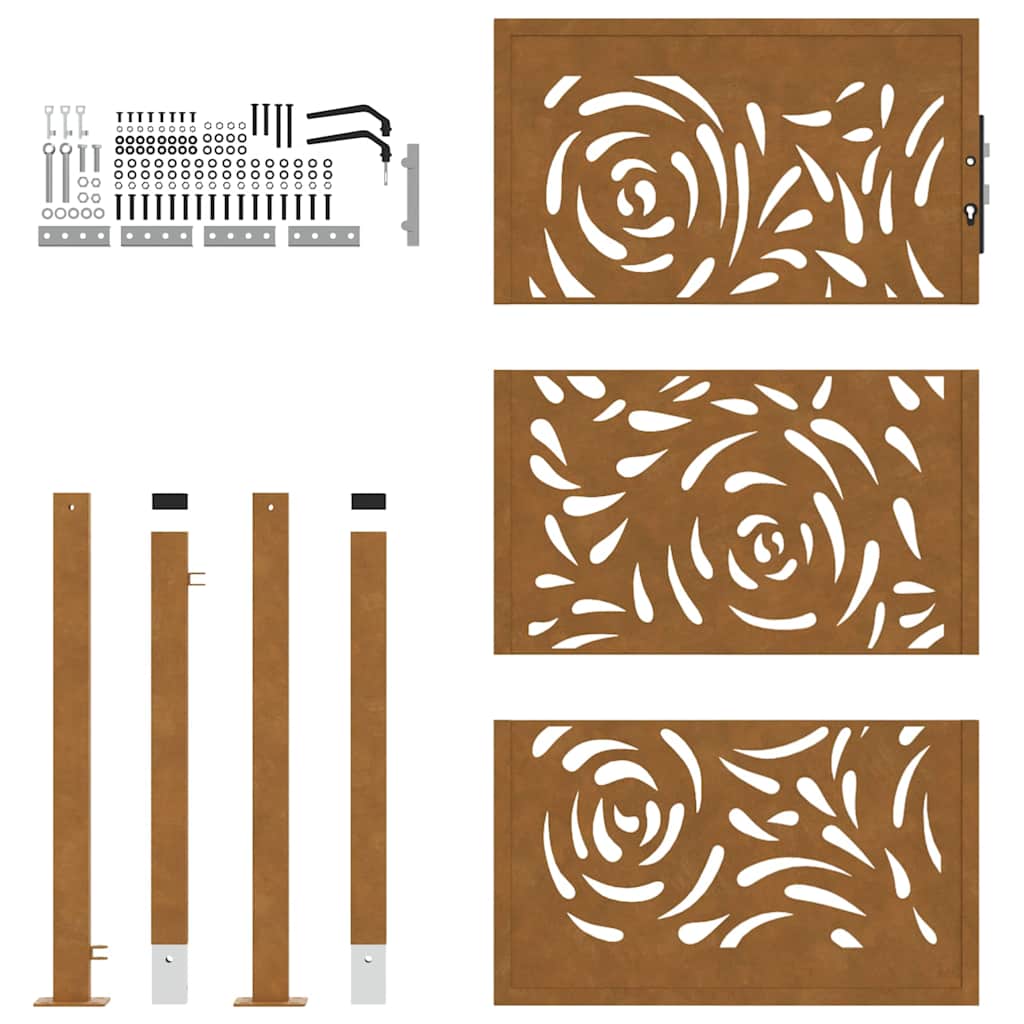 Poort met vlamontwerp 100x150 cm weervast staal is nu te koop bij PeponiXL, paradijselijk wonen!
