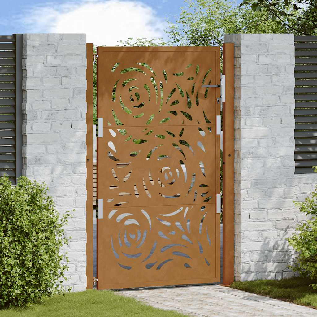 Poort met vlamontwerp 100x150 cm weervast staal is nu te koop bij PeponiXL, paradijselijk wonen!