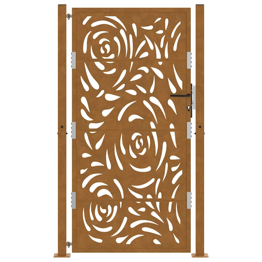 Poort met vlamontwerp 100x175 cm weervast staal is nu te koop bij PeponiXL, paradijselijk wonen!