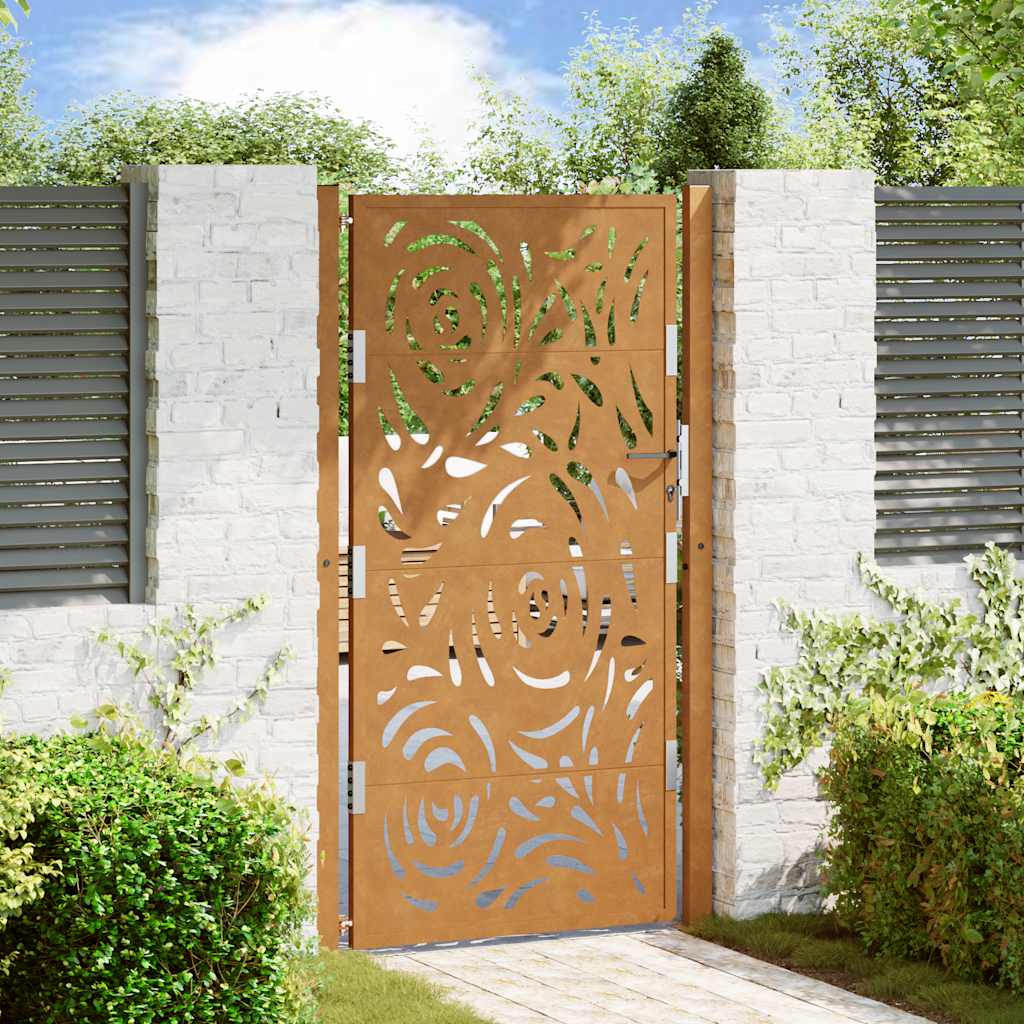 Poort met vlamontwerp 100x175 cm weervast staal is nu te koop bij PeponiXL, paradijselijk wonen!