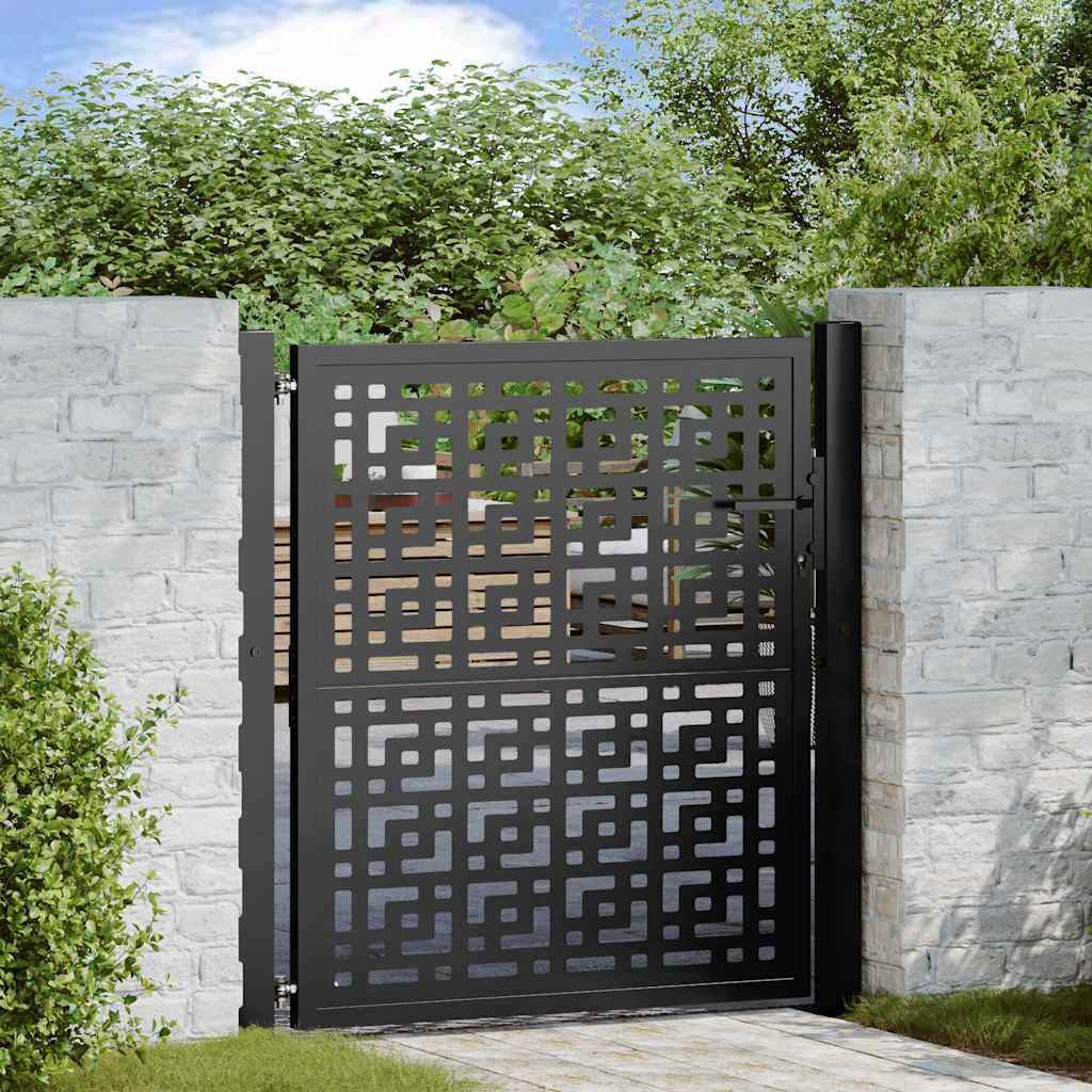 Poort met kruisontwerp 100x100 cm staal zwart is nu te koop bij PeponiXL, paradijselijk wonen!