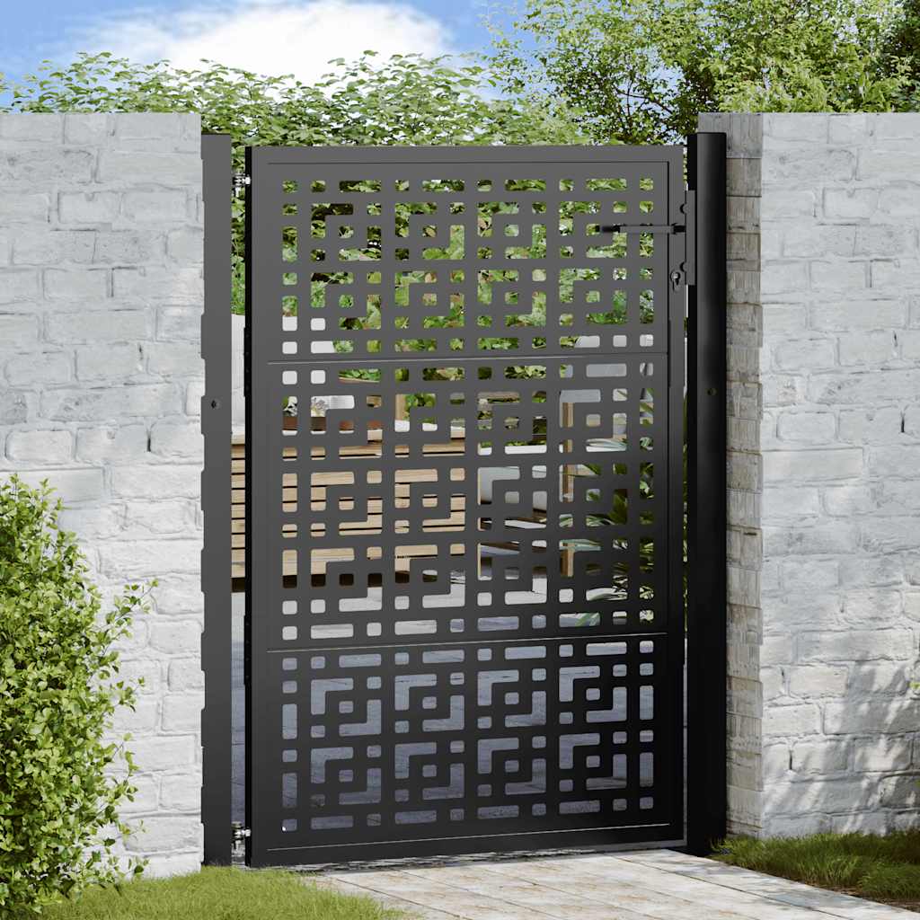 Poort met kruisontwerp 100x125 cm staal zwart is nu te koop bij PeponiXL, paradijselijk wonen!