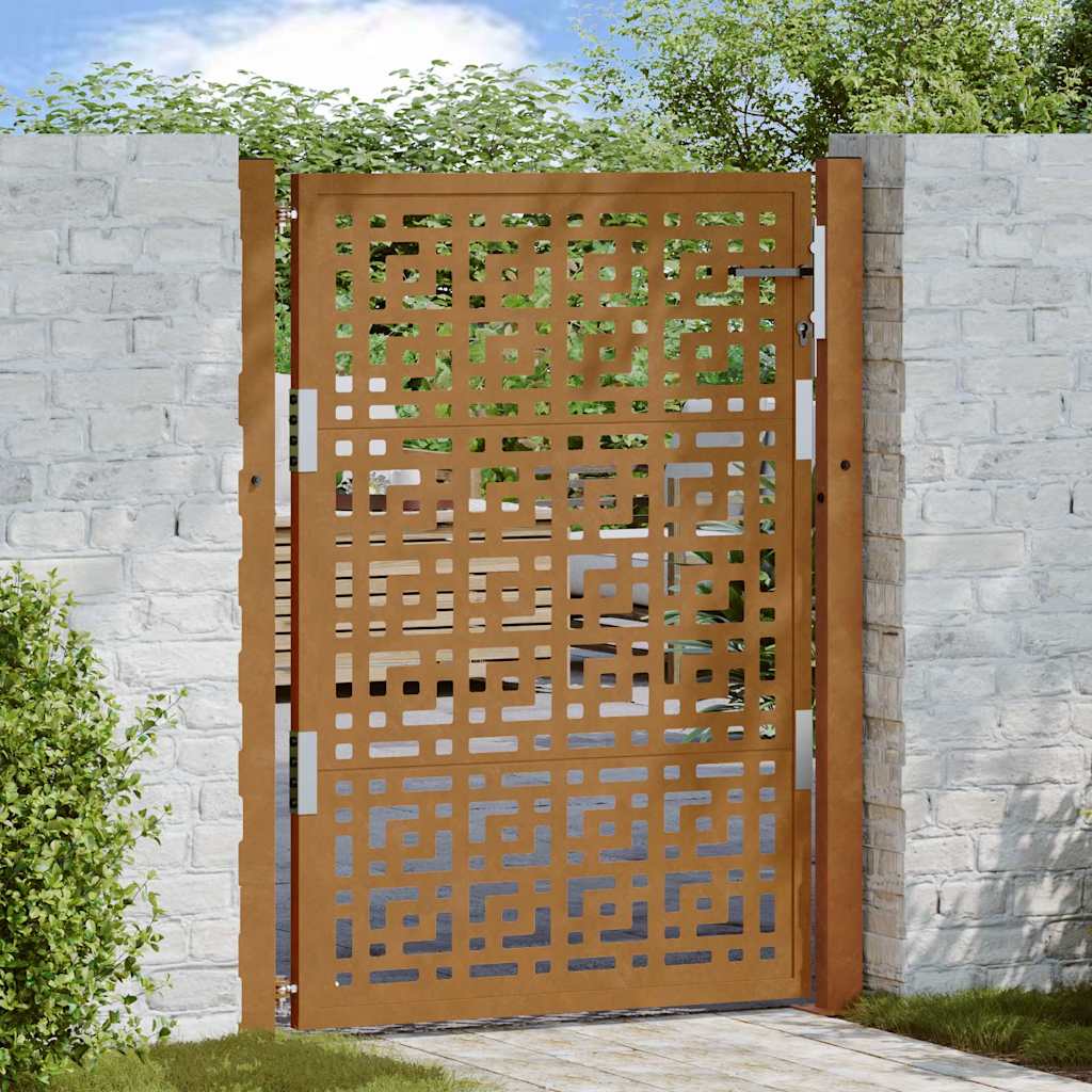Poort met kruisontwerp 100x125 cm weervast staal is nu te koop bij PeponiXL, paradijselijk wonen!