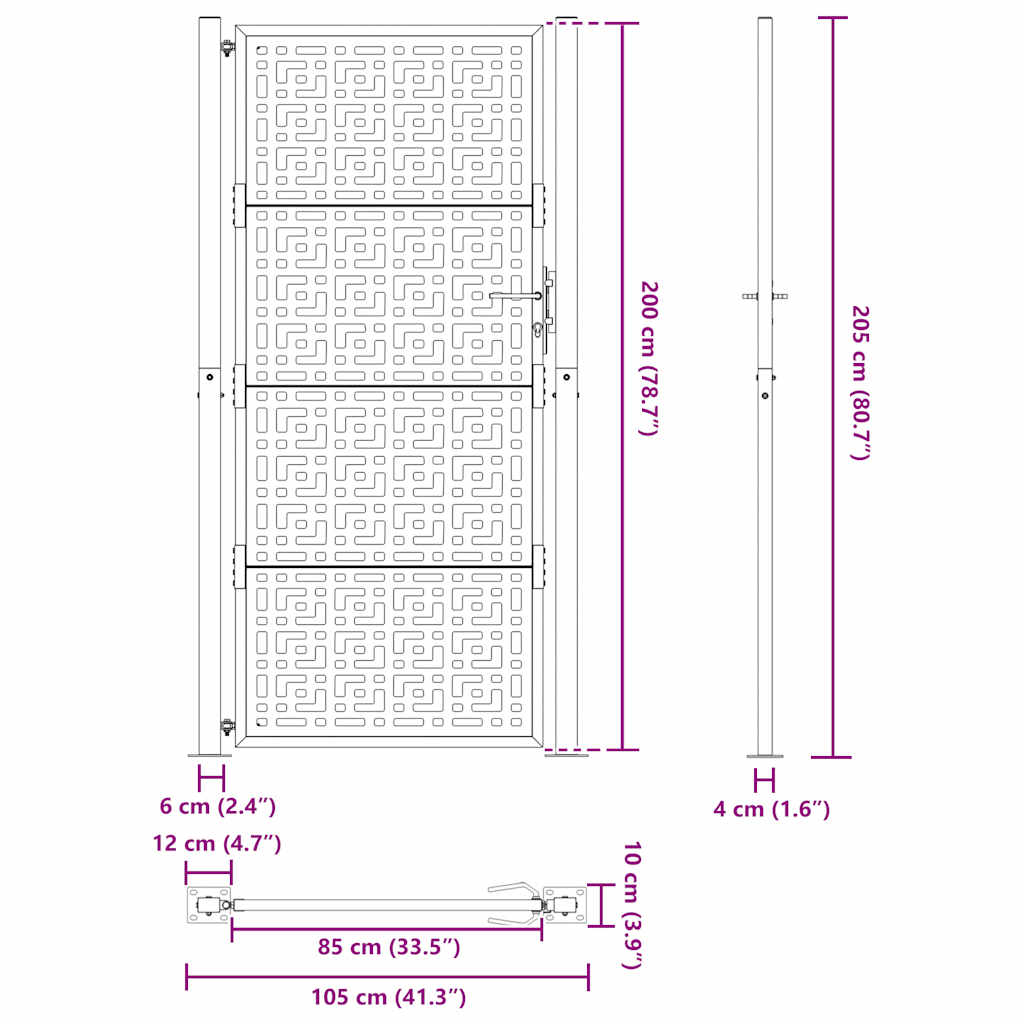 Poort met kruisontwerp 100x200 cm weervast staal is nu te koop bij PeponiXL, paradijselijk wonen!