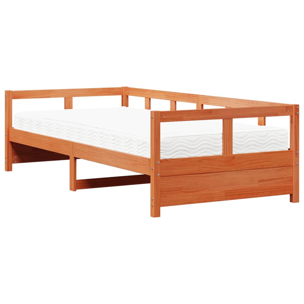 Slaapbank met matras 80x200 cm massief grenenhout wasbruin is nu te koop bij PeponiXL, paradijselijk wonen!