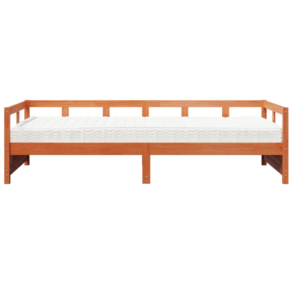 Slaapbank met matras 80x200 cm massief grenenhout wasbruin is nu te koop bij PeponiXL, paradijselijk wonen!