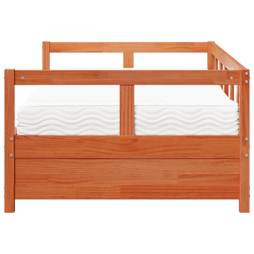 Slaapbank met matras 80x200 cm massief grenenhout wasbruin is nu te koop bij PeponiXL, paradijselijk wonen!