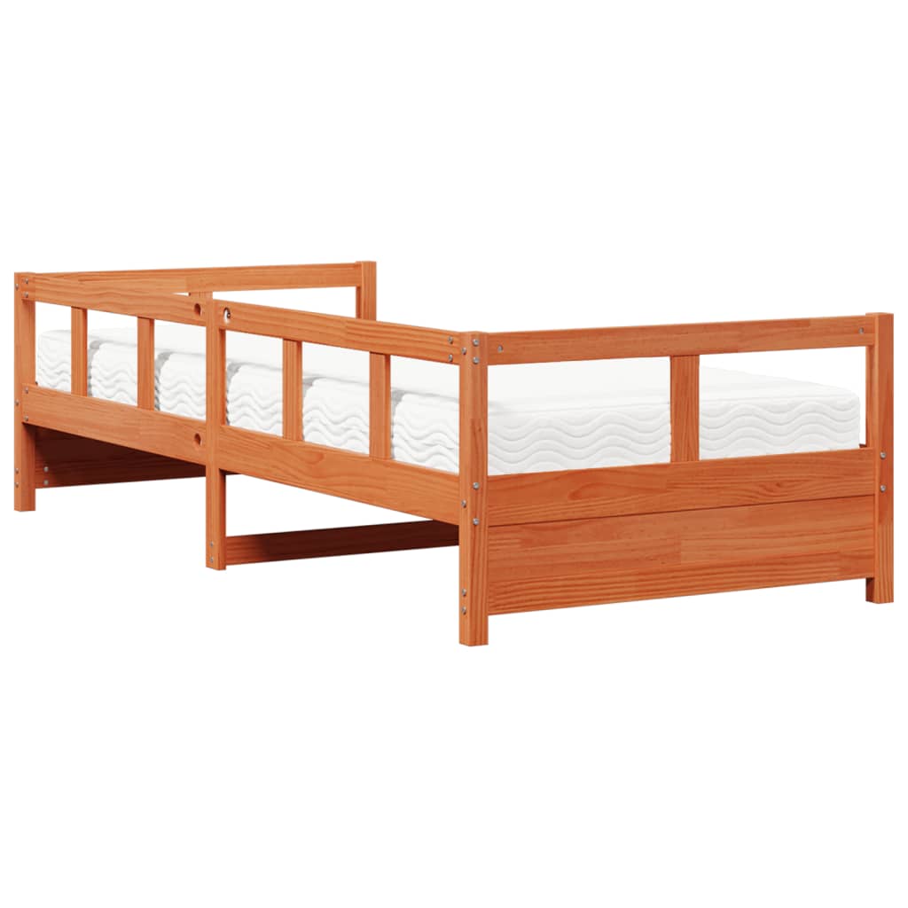 Slaapbank met matras 80x200 cm massief grenenhout wasbruin is nu te koop bij PeponiXL, paradijselijk wonen!