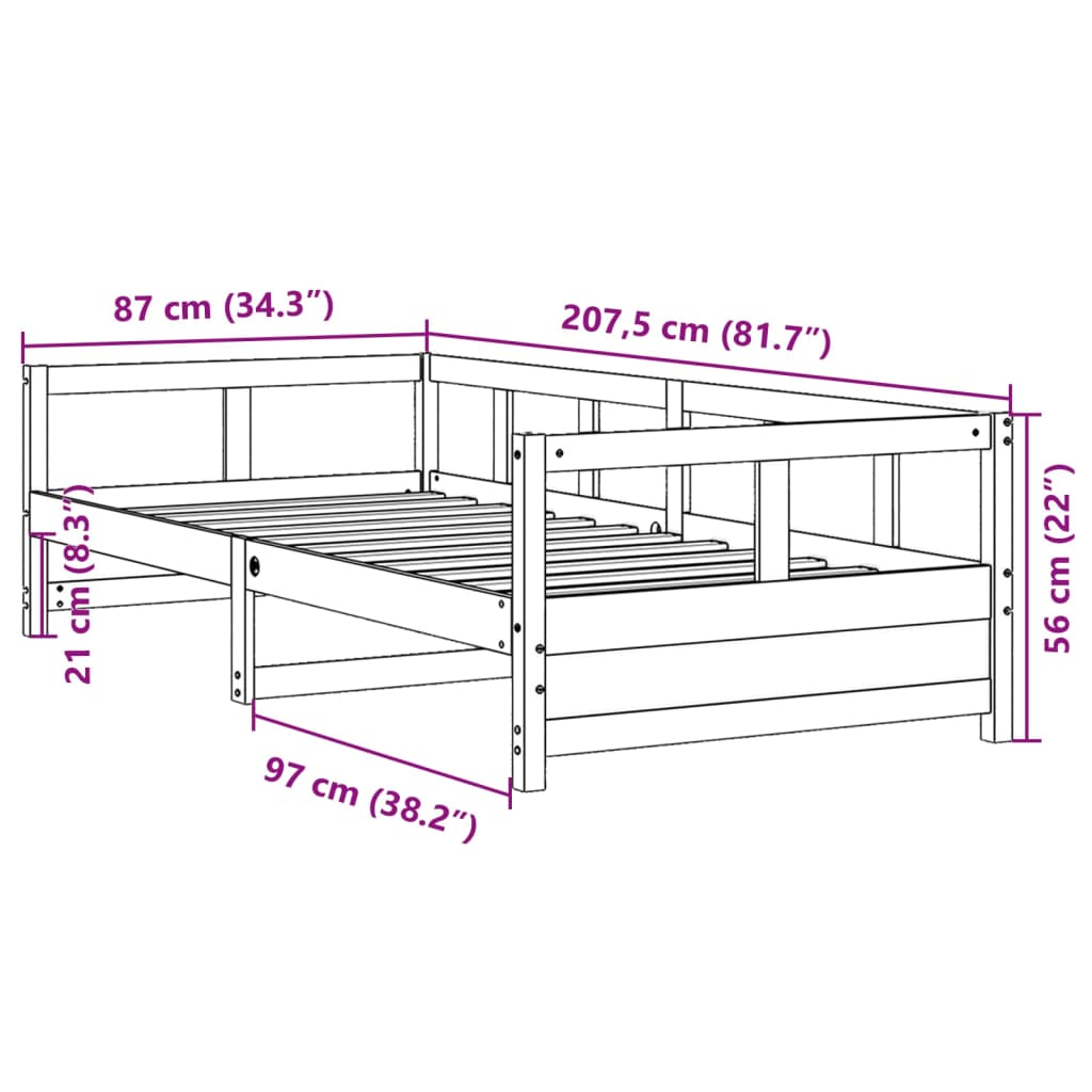 Slaapbank met matras 80x200 cm massief grenenhout wasbruin is nu te koop bij PeponiXL, paradijselijk wonen!
