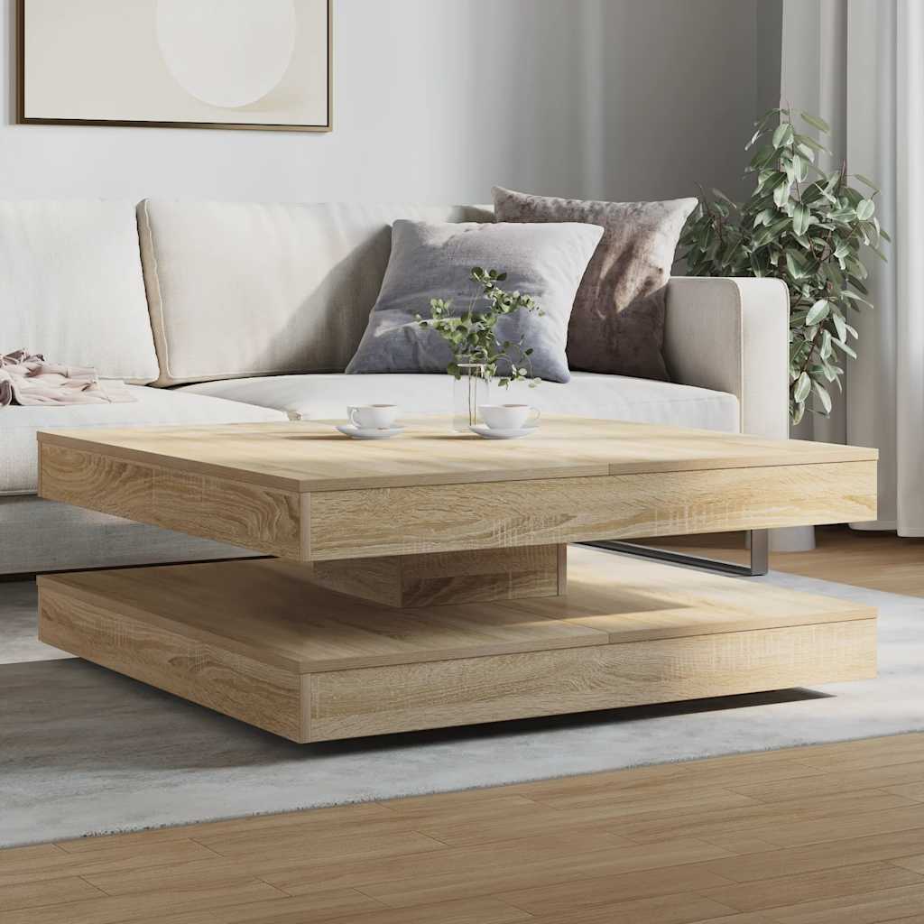 Salontafel 360 graden draaibaar 90x90x34,5 cm sonoma eikenkleur is nu te koop bij PeponiXL, paradijselijk wonen!