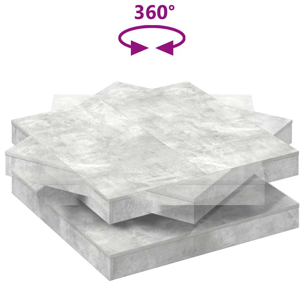 Salontafel 360 graden draaibaar 90x90x34,5 cm betongrijs is nu te koop bij PeponiXL, paradijselijk wonen!
