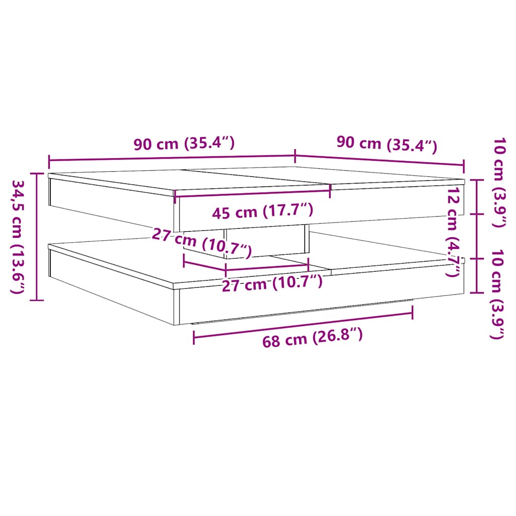 Salontafel 360 graden draaibaar 90x90x34,5 cm betongrijs is nu te koop bij PeponiXL, paradijselijk wonen!
