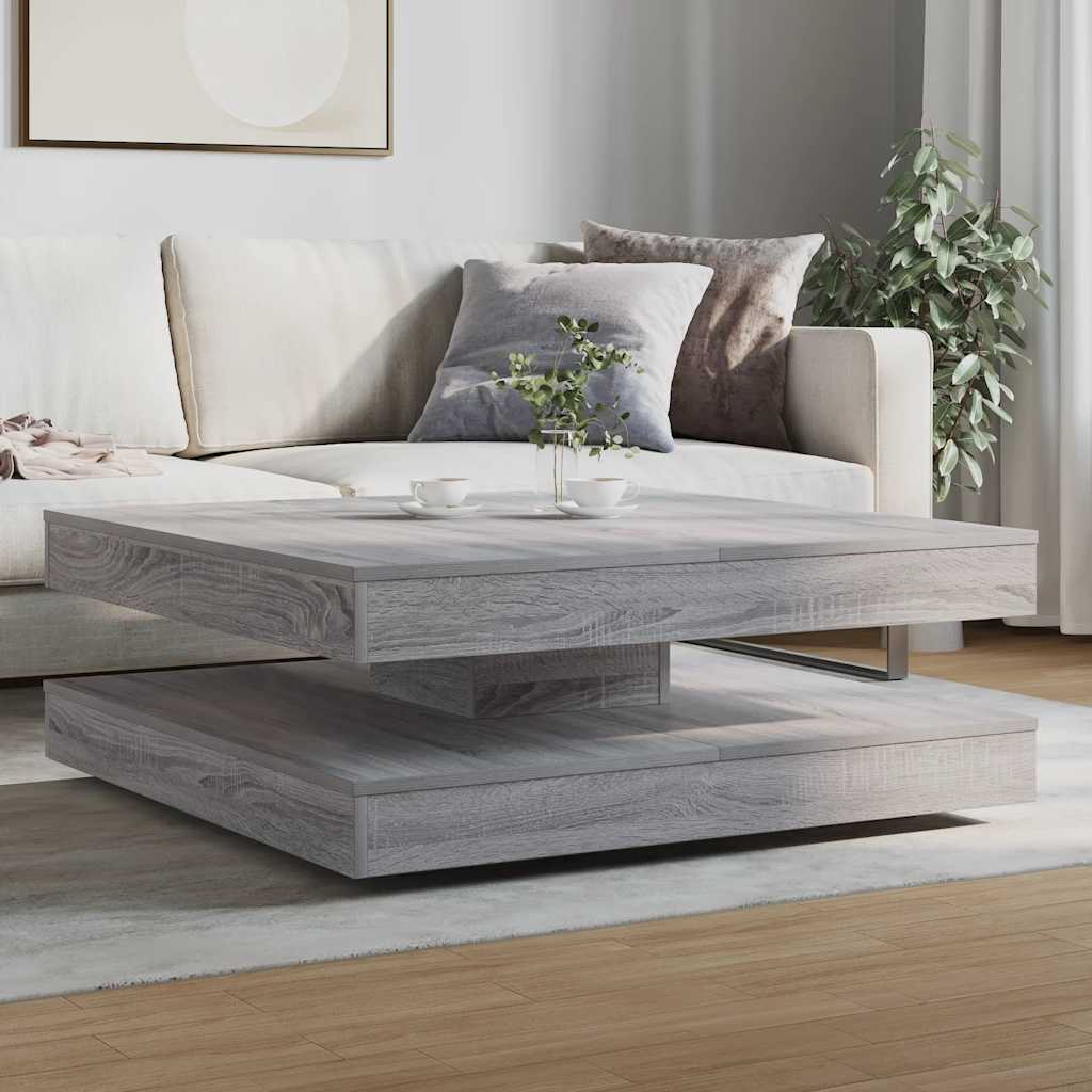 Salontafel 360 graden draaibaar 90x90x34,5cm grijs sonoma eiken is nu te koop bij PeponiXL, paradijselijk wonen!
