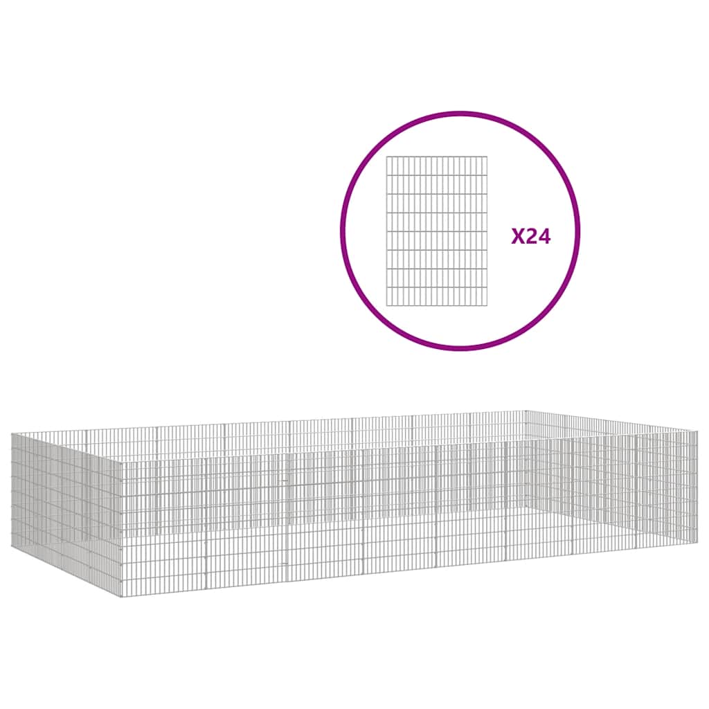 Dierenverblijf 24 panelen 54x80 cm gegalvaniseerd ijzer is nu te koop bij PeponiXL, paradijselijk wonen!