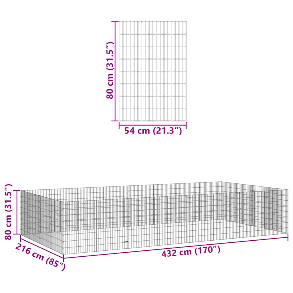 Dierenverblijf 24 panelen 54x80 cm gegalvaniseerd ijzer is nu te koop bij PeponiXL, paradijselijk wonen!