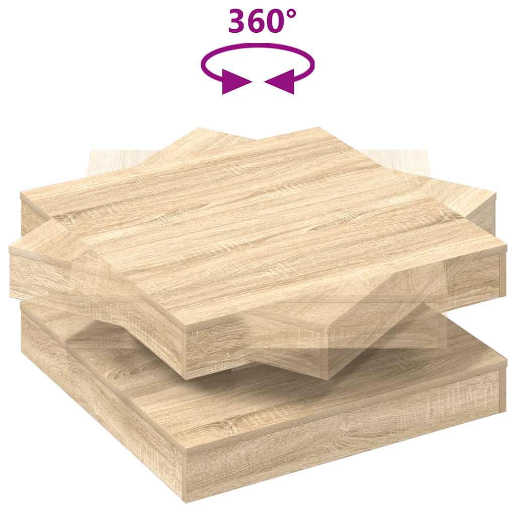 Salontafel 360 graden draaibaar 70x70x34,5 cm sonoma eikenkleur is nu te koop bij PeponiXL, paradijselijk wonen!