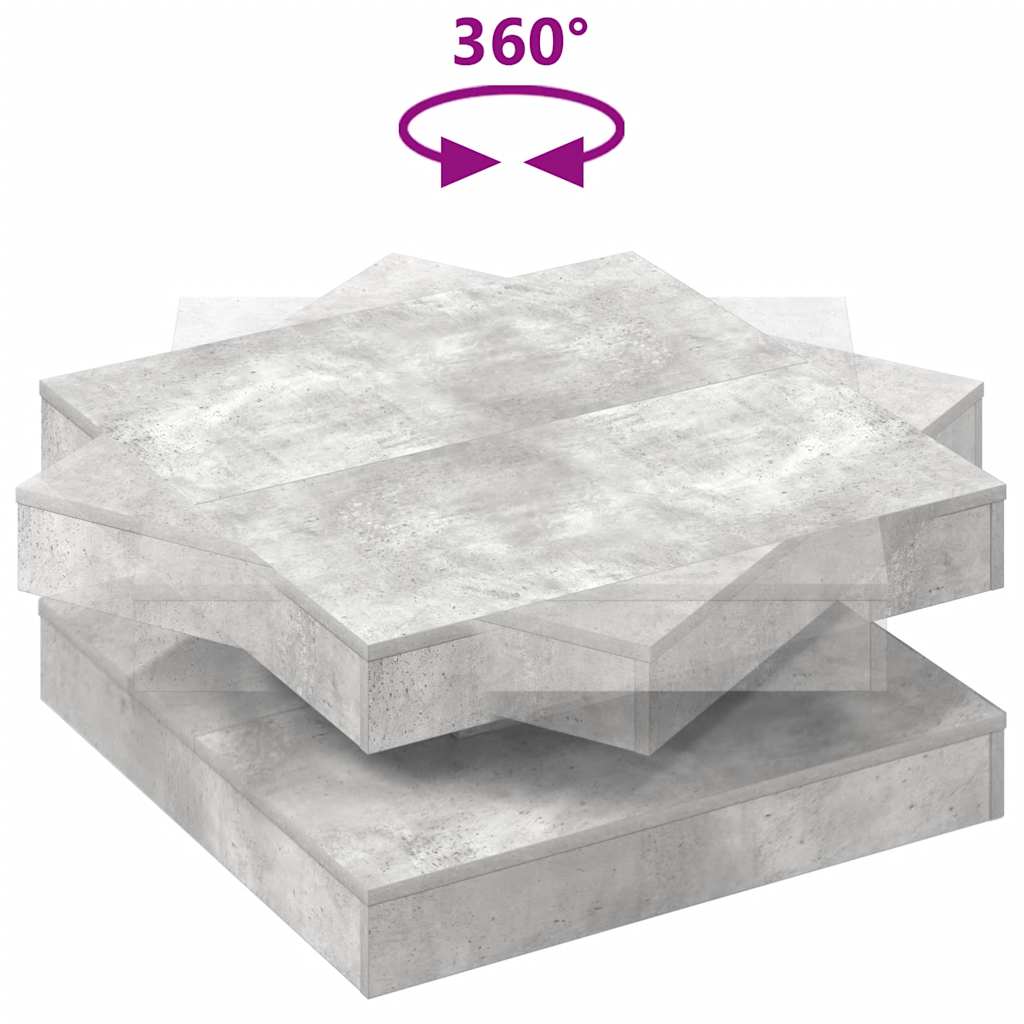 Salontafel 360 graden draaibaar 70x70x34,5 cm betongrijs is nu te koop bij PeponiXL, paradijselijk wonen!