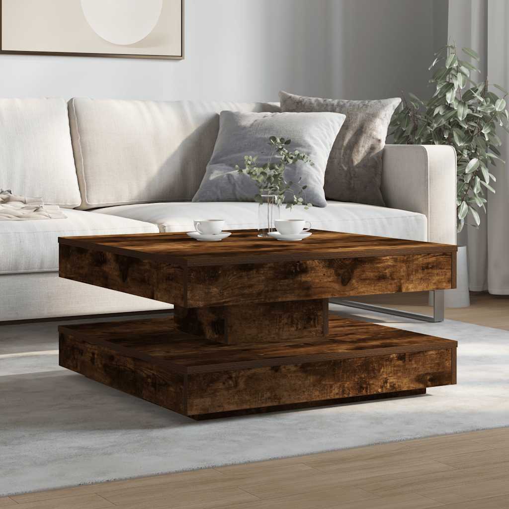 Salontafel 360 graden draaibaar 70x70x34,5 cm gerookt eiken is nu te koop bij PeponiXL, paradijselijk wonen!