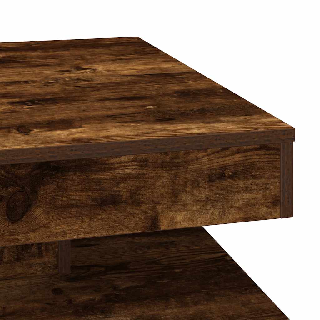 Salontafel 360 graden draaibaar 70x70x34,5 cm gerookt eiken is nu te koop bij PeponiXL, paradijselijk wonen!