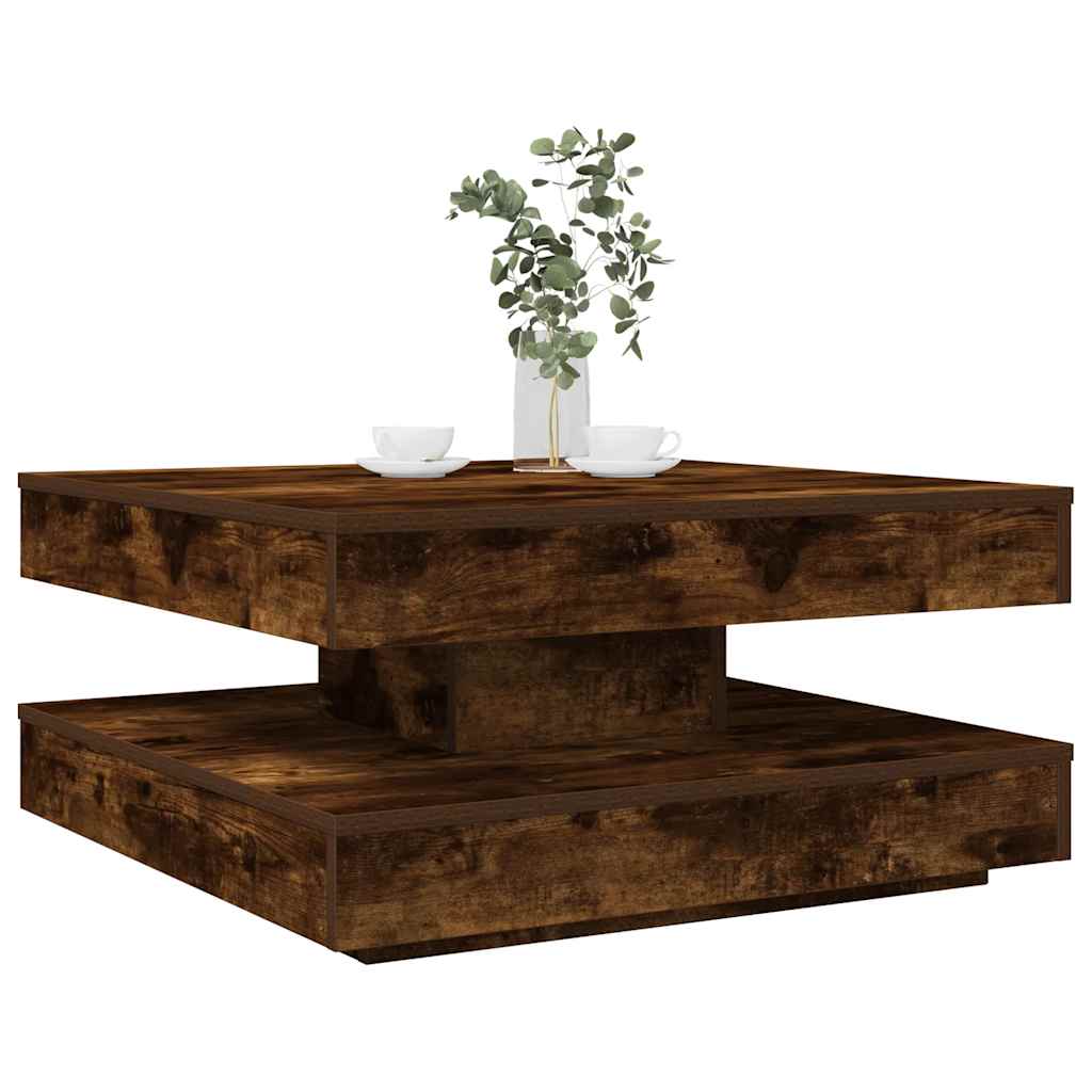 Salontafel 360 graden draaibaar 70x70x34,5 cm gerookt eiken is nu te koop bij PeponiXL, paradijselijk wonen!