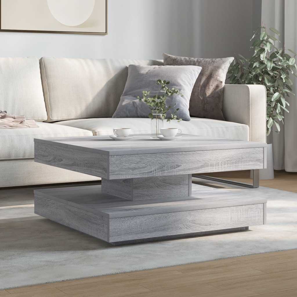 Salontafel 360 graden draaibaar 70x70x34,5cm grijs sonoma eiken is nu te koop bij PeponiXL, paradijselijk wonen!