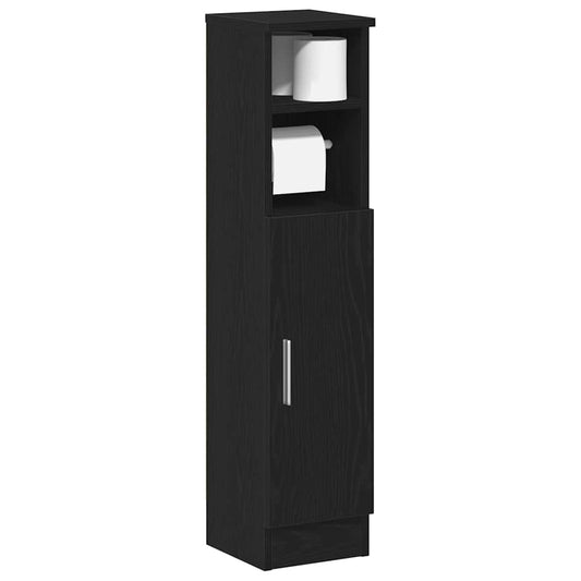Badkamerkast met rolhouder 20,5x22x90 cm zwart is nu te koop bij PeponiXL, paradijselijk wonen!