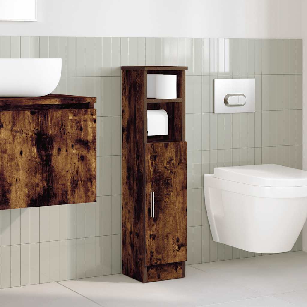 Badkamerkast met rolhouder 20,5x22x90 cm gerookt eikenkleurig is nu te koop bij PeponiXL, paradijselijk wonen!