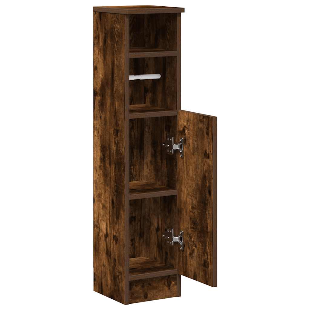 Badkamerkast met rolhouder 20,5x22x90 cm gerookt eikenkleurig is nu te koop bij PeponiXL, paradijselijk wonen!