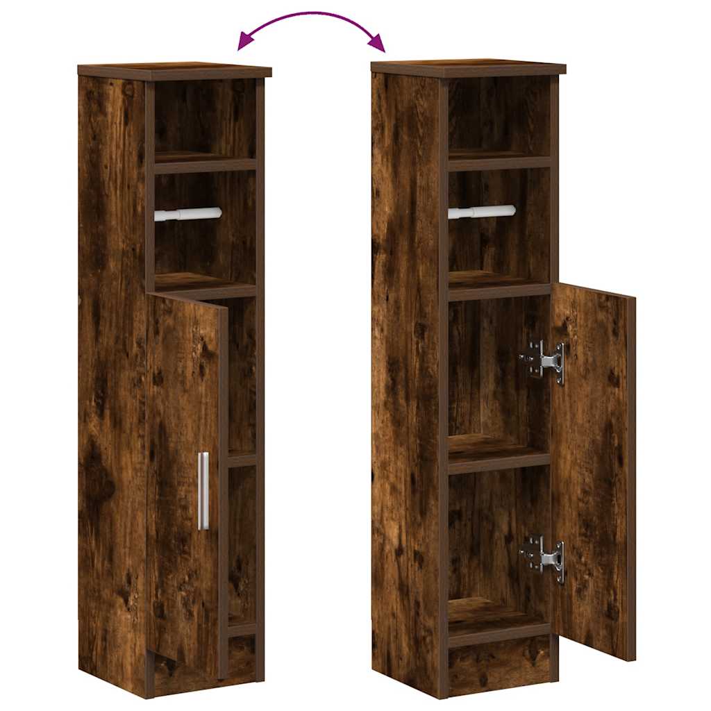 Badkamerkast met rolhouder 20,5x22x90 cm gerookt eikenkleurig is nu te koop bij PeponiXL, paradijselijk wonen!
