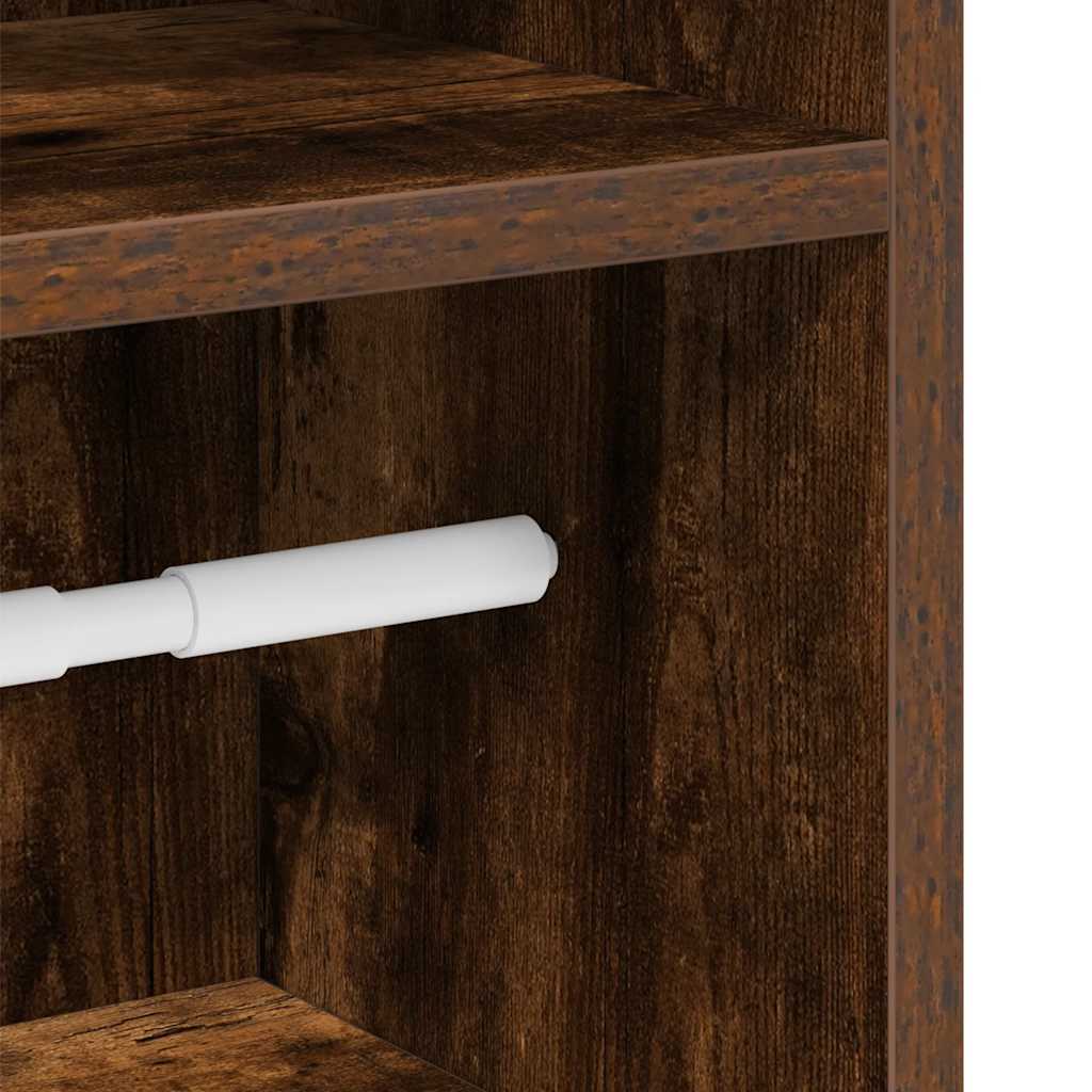 Badkamerkast met rolhouder 20,5x22x90 cm gerookt eikenkleurig is nu te koop bij PeponiXL, paradijselijk wonen!