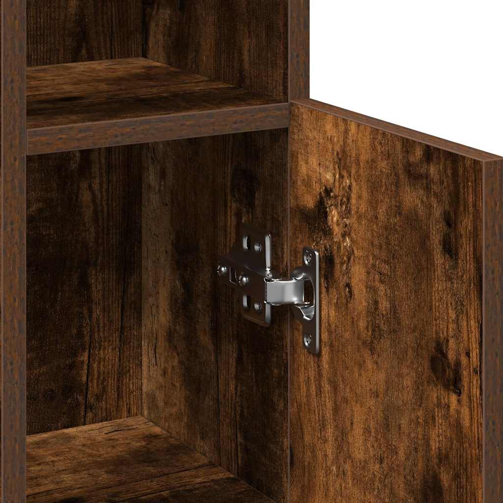 Badkamerkast met rolhouder 20,5x22x90 cm gerookt eikenkleurig is nu te koop bij PeponiXL, paradijselijk wonen!