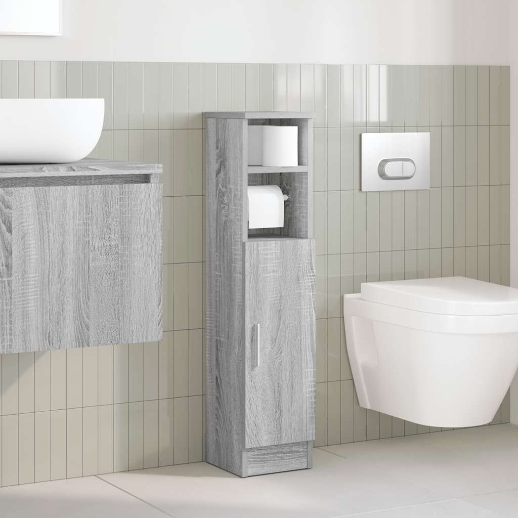 Badkamerkast met rolhouder 20,5x22x90 cm grijs sonoma eiken is nu te koop bij PeponiXL, paradijselijk wonen!