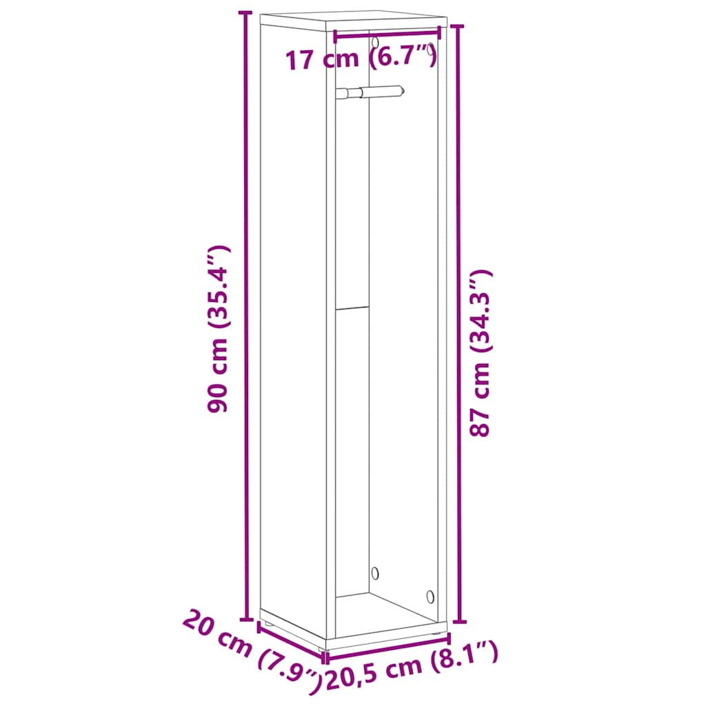 Badkamerkast met rolhouder 20,5x20x90 cm wit is nu te koop bij PeponiXL, paradijselijk wonen!
