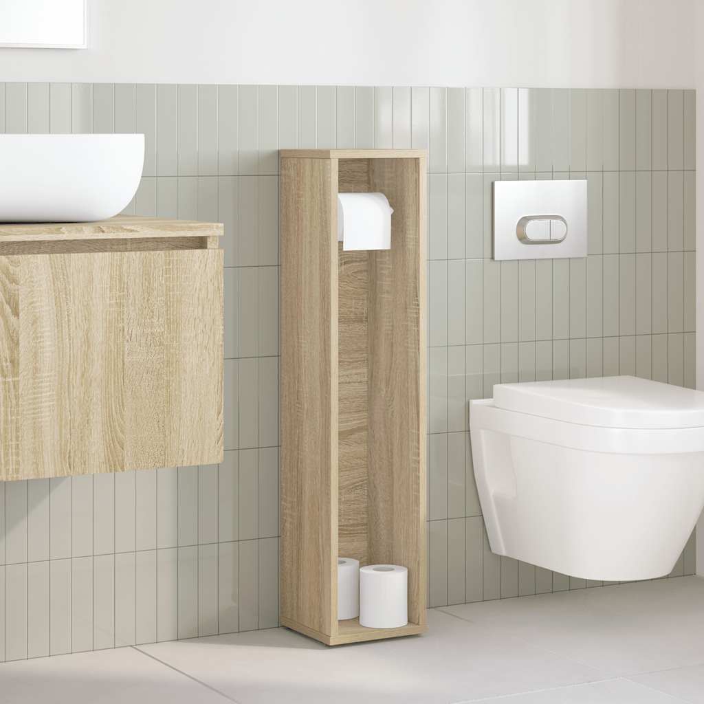 Badkamerkast met rolhouder 20,5x20x90 cm sonoma eikenkleurig is nu te koop bij PeponiXL, paradijselijk wonen!