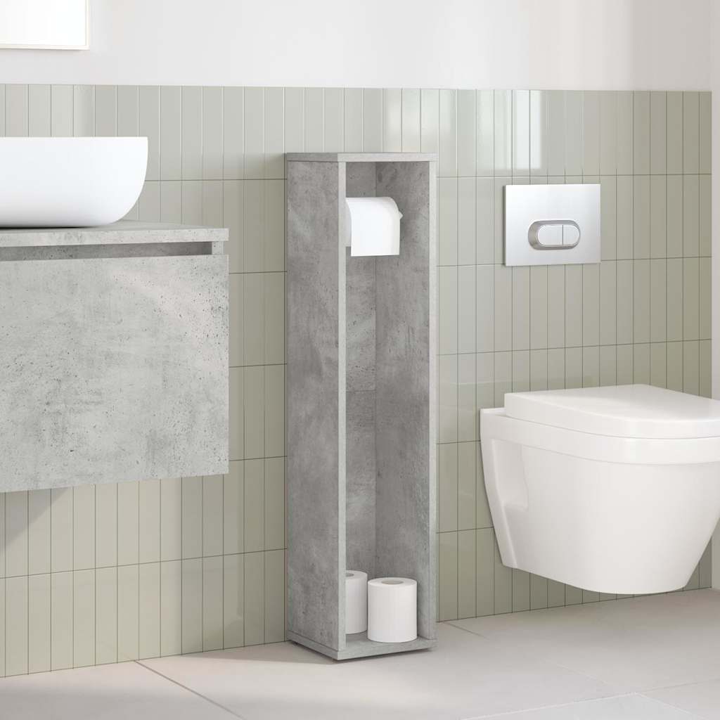 Badkamerkast met rolhouder betongrijs 20,5x20x90 cm is nu te koop bij PeponiXL, paradijselijk wonen!