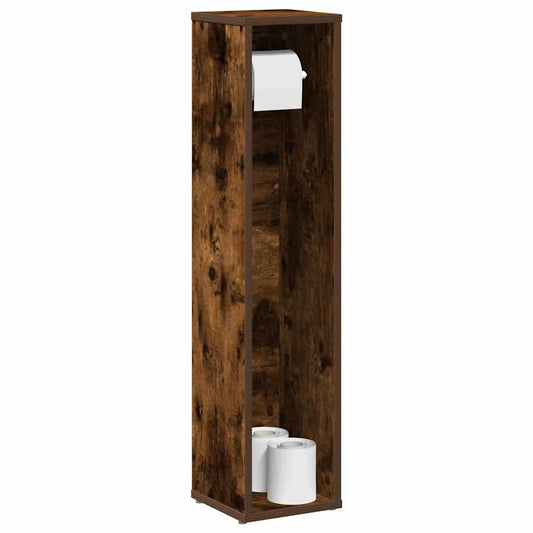 Badkamerkast met rolhouder gerookt eiken 20,5x20x90 cm is nu te koop bij PeponiXL, paradijselijk wonen!
