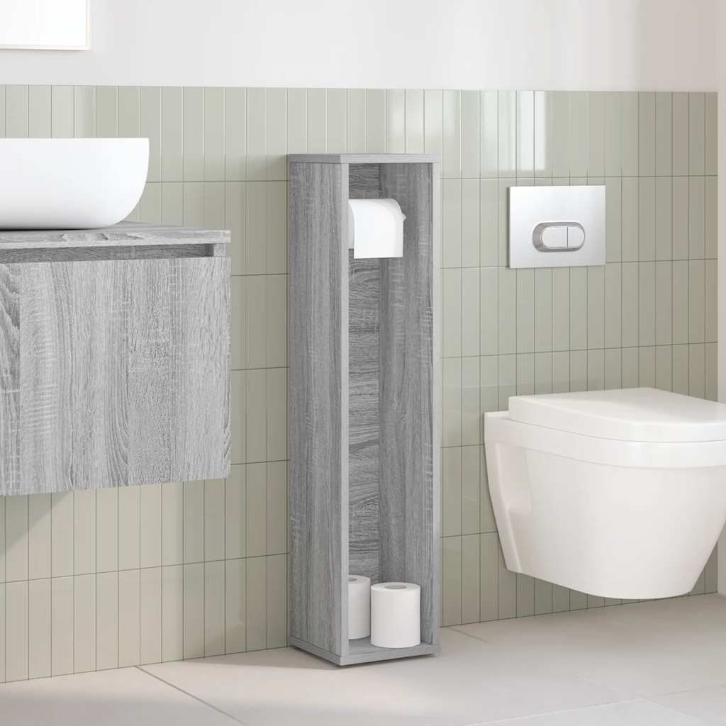 Badkamerkast met rolhouder grijs Sonoma 20,5x20x90 cm is nu te koop bij PeponiXL, paradijselijk wonen!