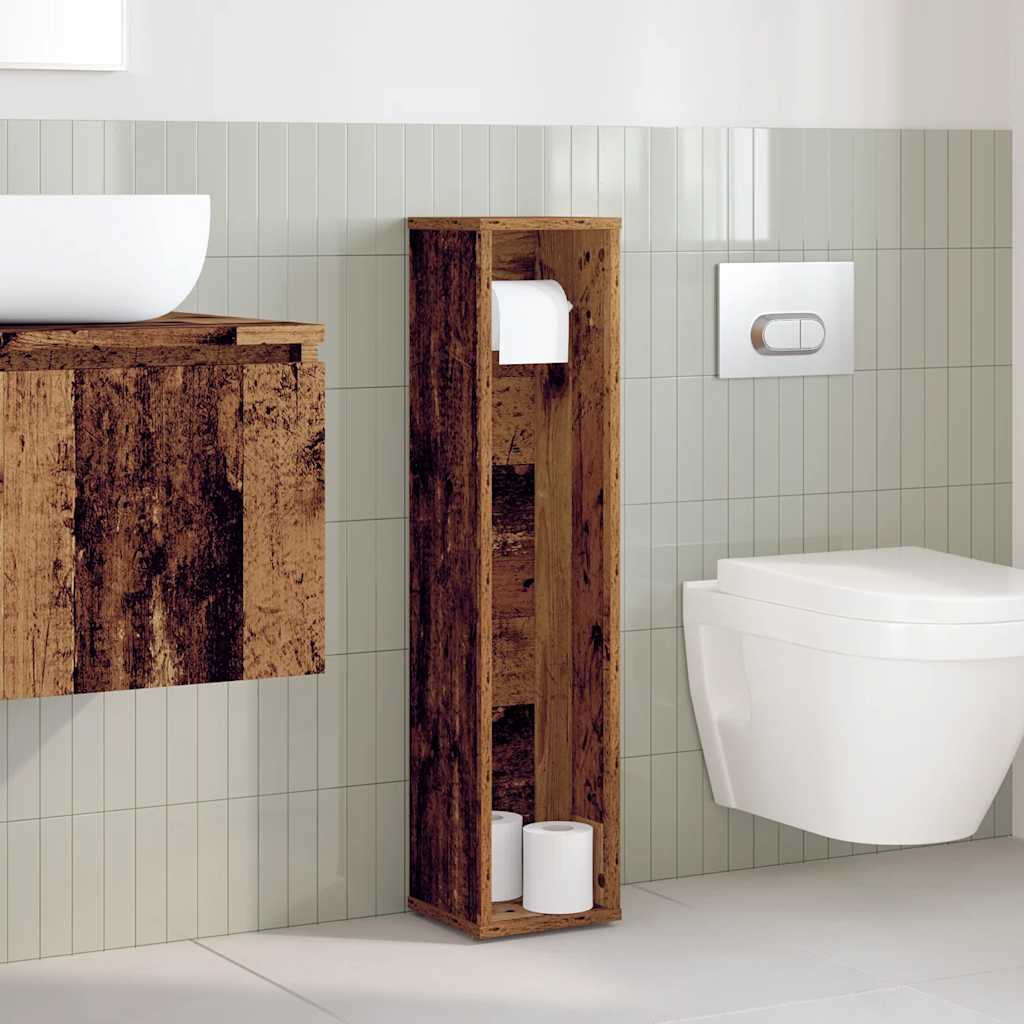 Badkamerkast met rolhouder oud hout 20,5x20x90 cm is nu te koop bij PeponiXL, paradijselijk wonen!