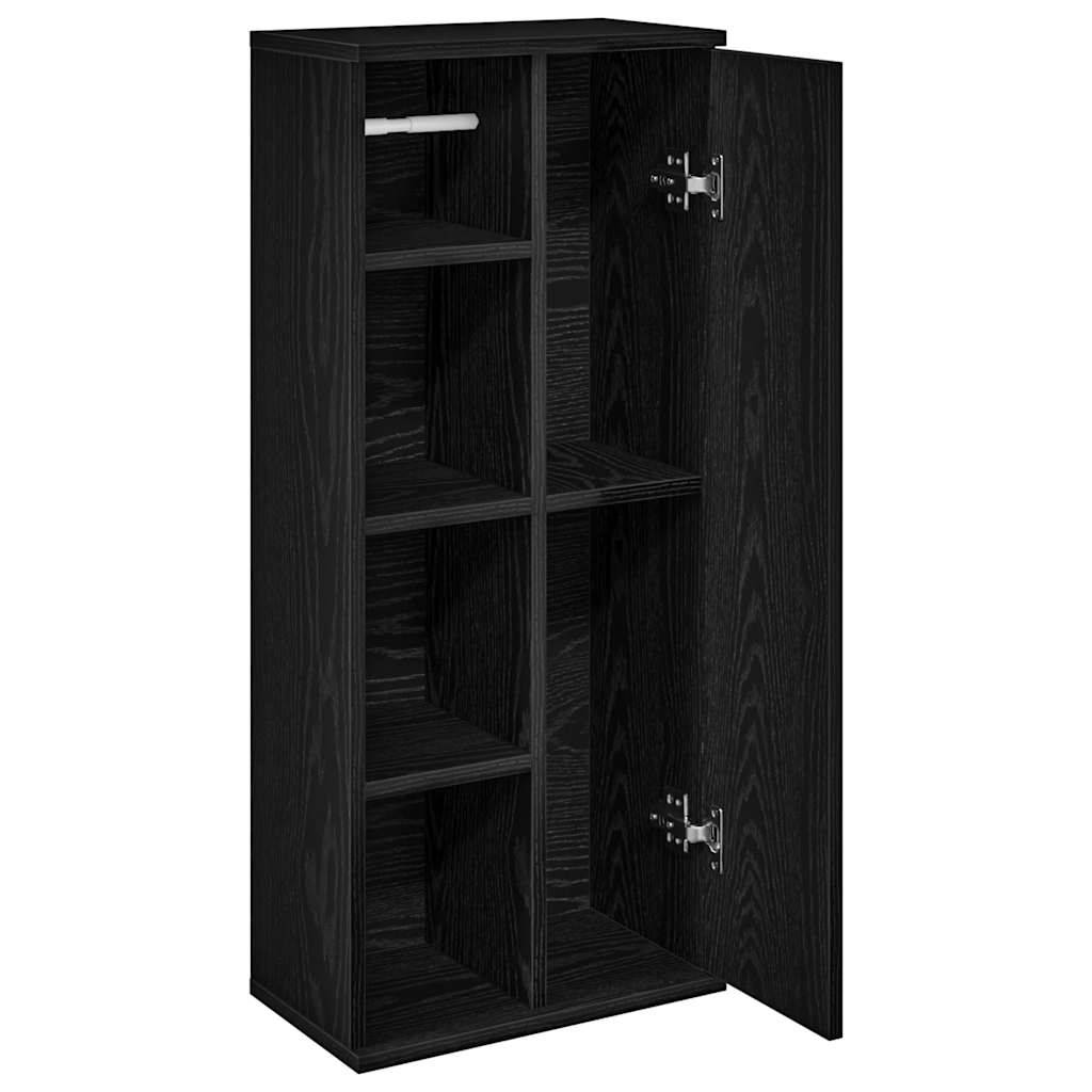 Badkamerkast met rolhouder 39x22x90 cm zwart is nu te koop bij PeponiXL, paradijselijk wonen!