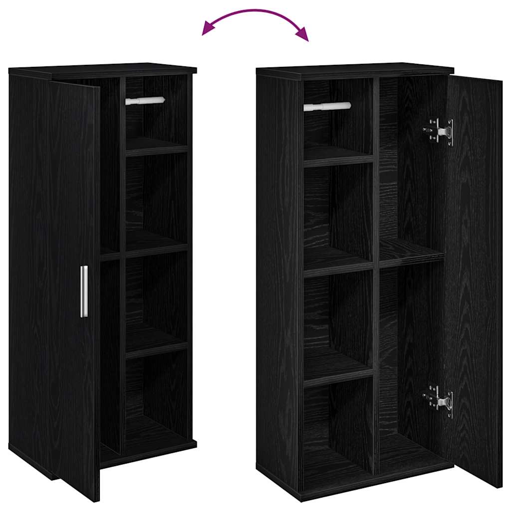 Badkamerkast met rolhouder 39x22x90 cm zwart is nu te koop bij PeponiXL, paradijselijk wonen!