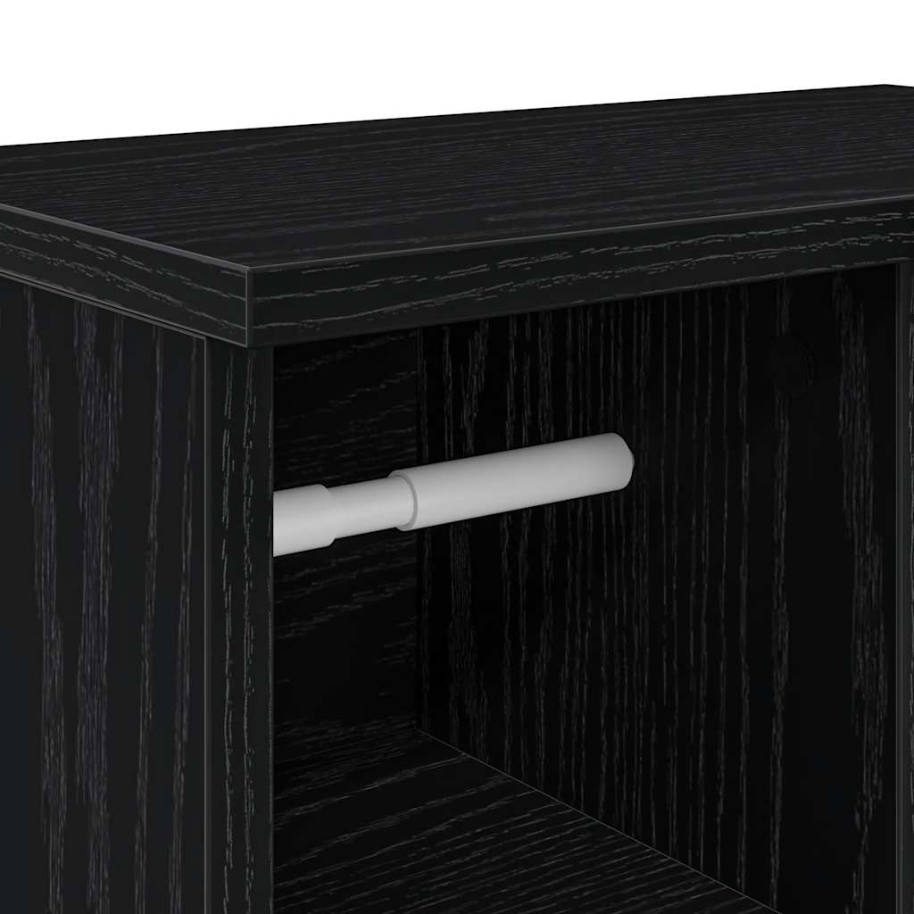 Badkamerkast met rolhouder 39x22x90 cm zwart is nu te koop bij PeponiXL, paradijselijk wonen!