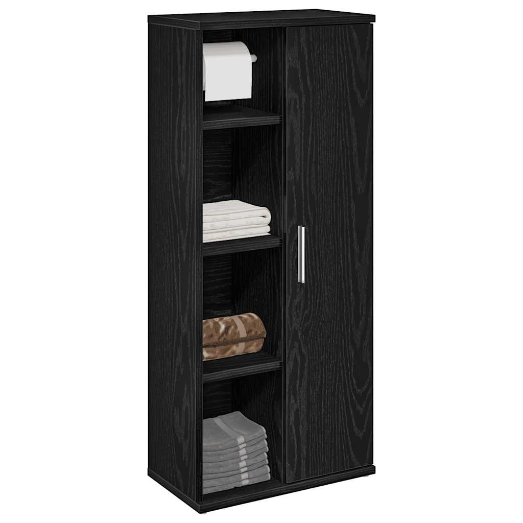 Badkamerkast met rolhouder 39x22x90 cm zwart is nu te koop bij PeponiXL, paradijselijk wonen!