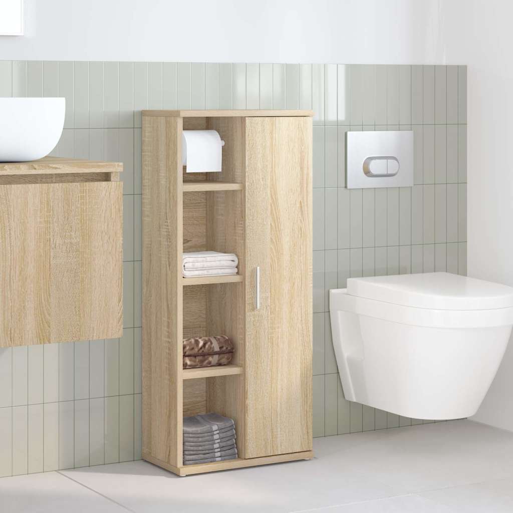 Badkamerkast met rolhouder 39x22x90 cm sonoma eikenkleurig is nu te koop bij PeponiXL, paradijselijk wonen!