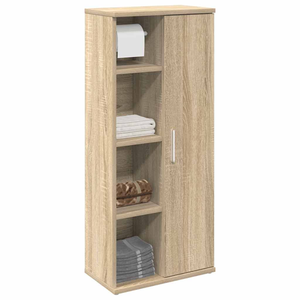 Badkamerkast met rolhouder 39x22x90 cm sonoma eikenkleurig is nu te koop bij PeponiXL, paradijselijk wonen!