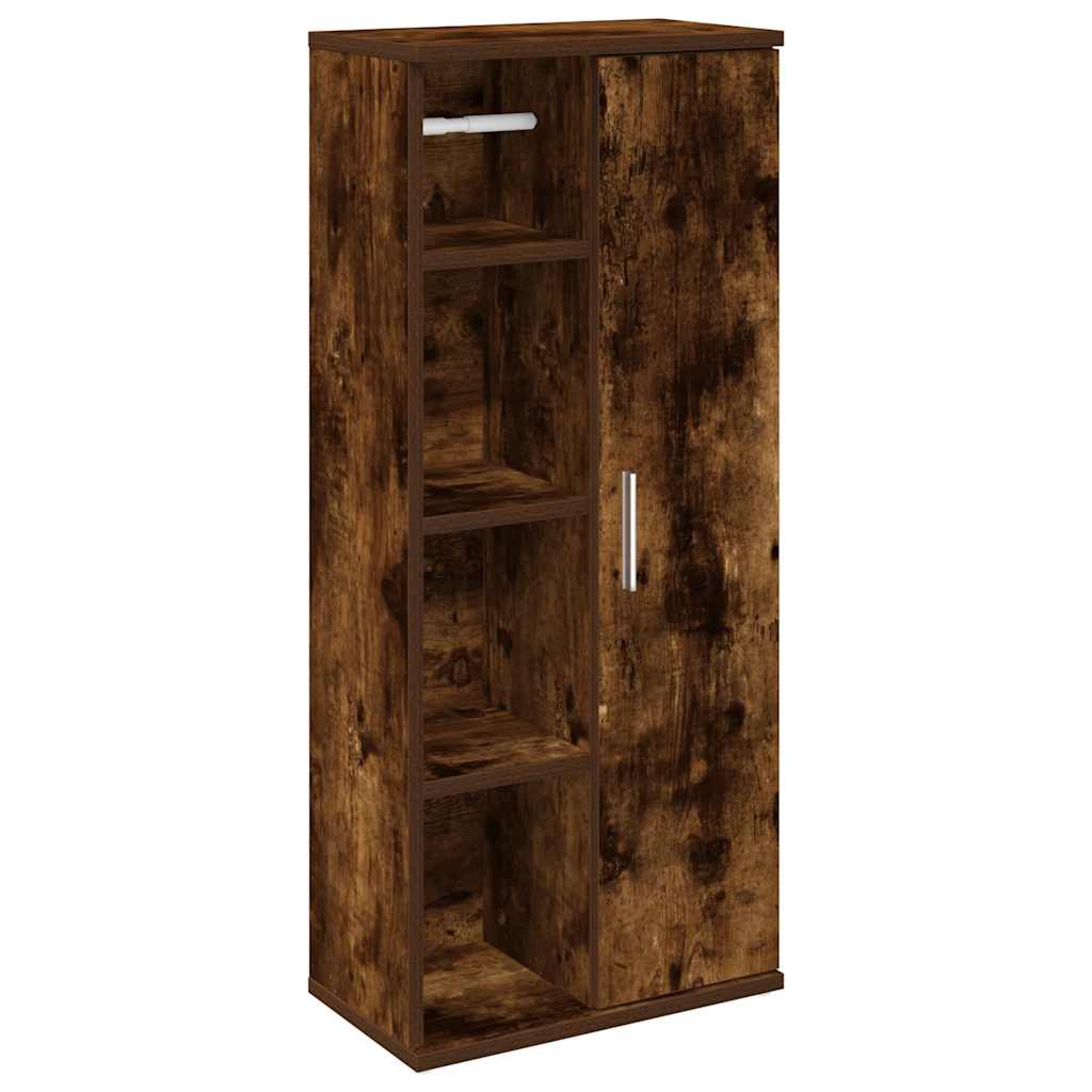 Badkamerkast met rolhouder 39x22x90 cm gerookt eikenkleurig is nu te koop bij PeponiXL, paradijselijk wonen!