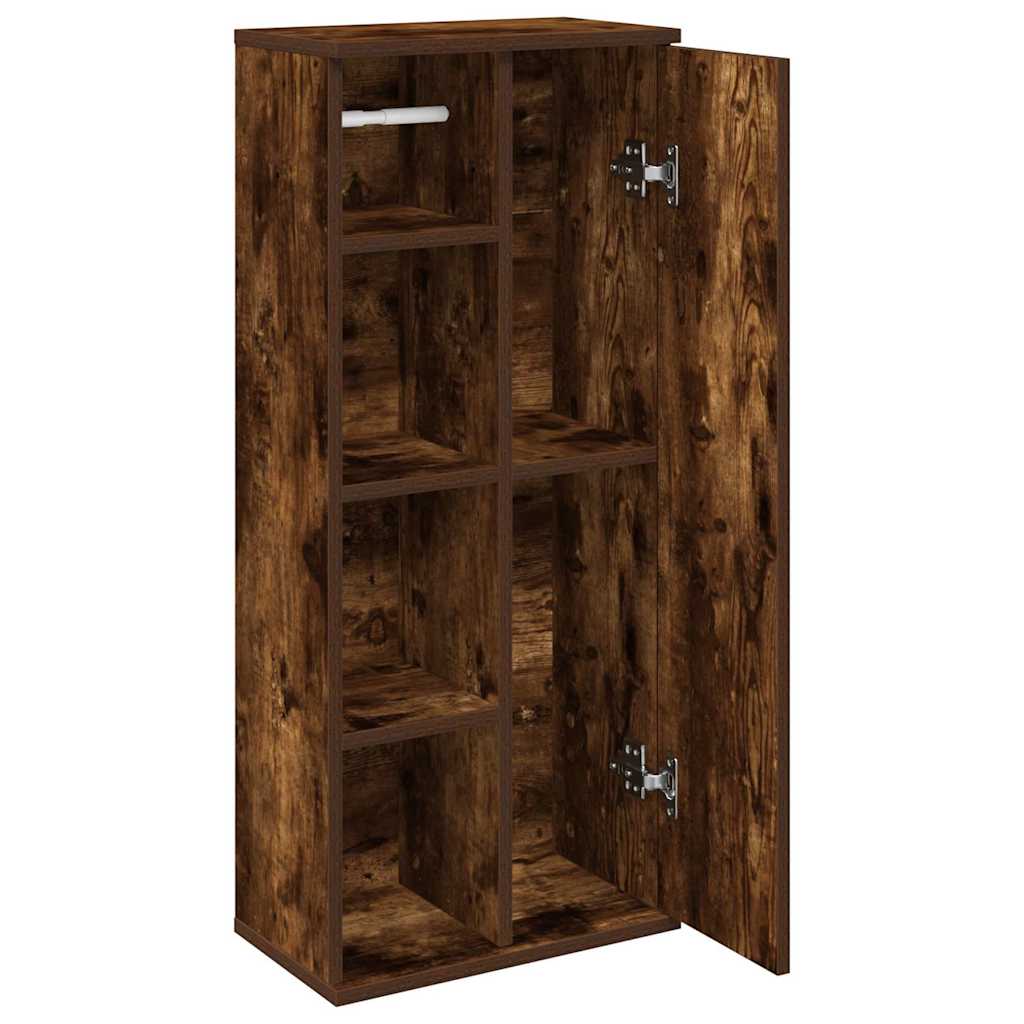 Badkamerkast met rolhouder 39x22x90 cm gerookt eikenkleurig is nu te koop bij PeponiXL, paradijselijk wonen!