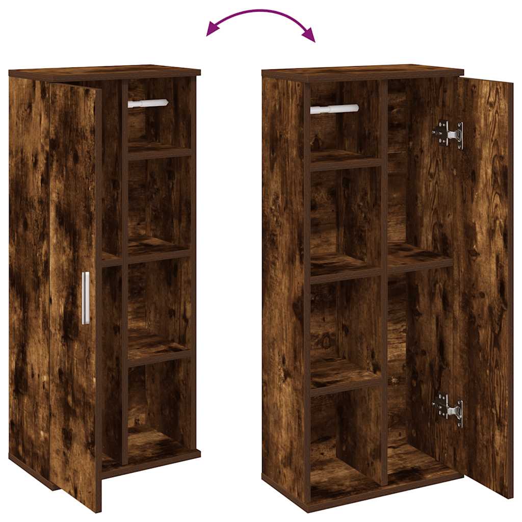 Badkamerkast met rolhouder 39x22x90 cm gerookt eikenkleurig is nu te koop bij PeponiXL, paradijselijk wonen!