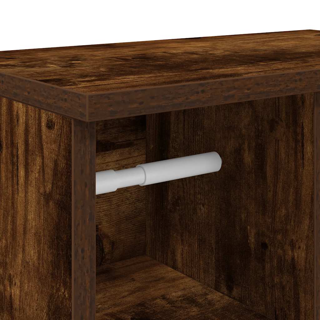 Badkamerkast met rolhouder 39x22x90 cm gerookt eikenkleurig is nu te koop bij PeponiXL, paradijselijk wonen!