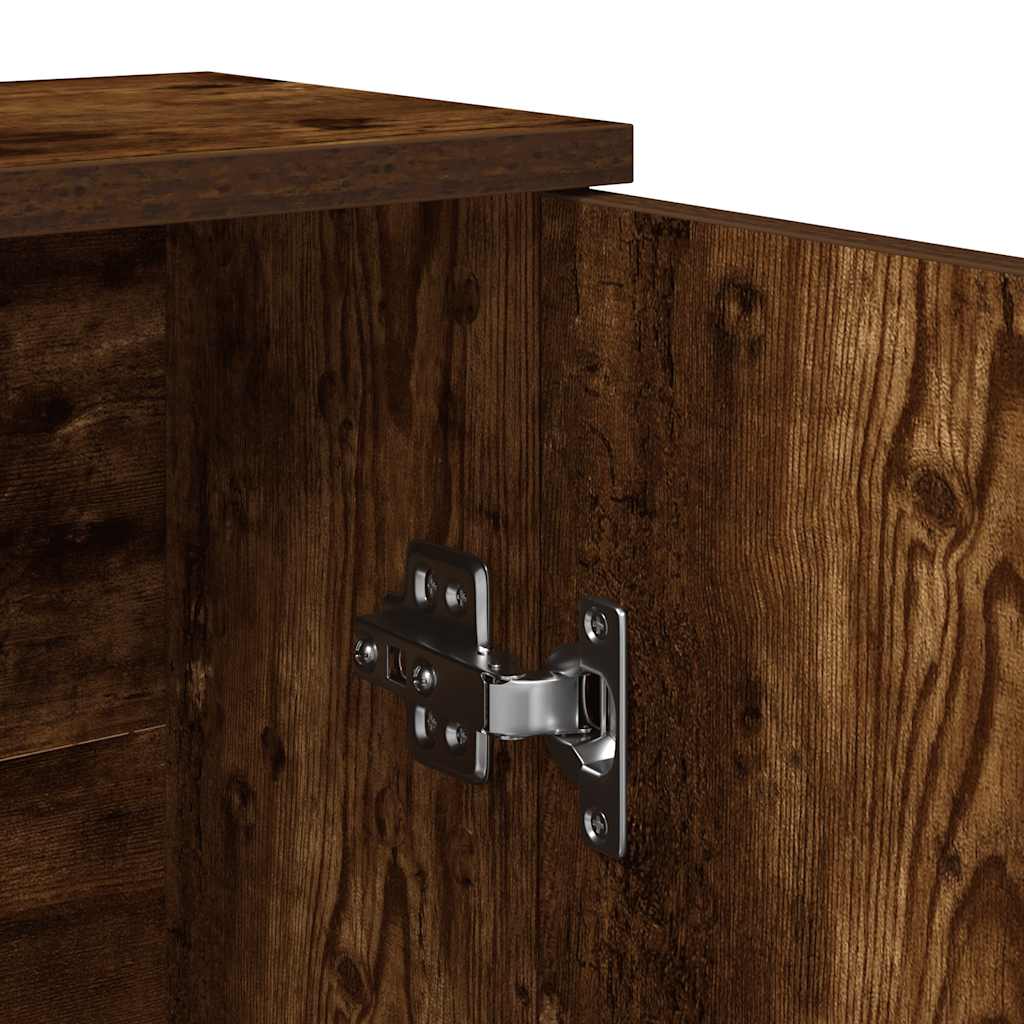 Badkamerkast met rolhouder 39x22x90 cm gerookt eikenkleurig is nu te koop bij PeponiXL, paradijselijk wonen!